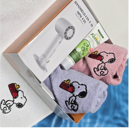 [송월타올], 송월 스누피 + 쿨링 냉각 선풍기+카밀 핸드크림 선물세트 타올세트+ 레디백 사은품, 타월세트 타올선물 #3