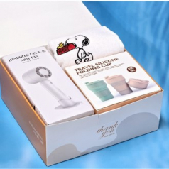 송월 스누피+ 카밀 핸드크림+실리콘 텀블러+ 쿨링 냉각 선풍기