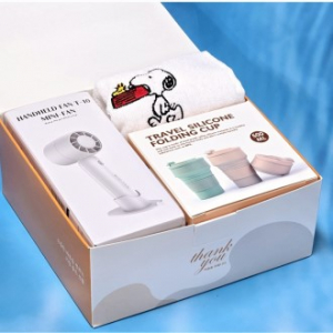 송월 스누피+ 카밀 핸드크림+실리콘 텀블러+ 쿨링 냉각 선풍기