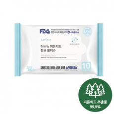 러비뉴 피톤치드 항균 무알콜 휴대용 물티슈 10매