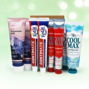 히말라야 핑크솔트 치약 2개 + 크리오 쿨맥스 치약 2개 + 크리오 덴티메이트 치약 2개 + 크리오 스트롱 치약 2개 + 끈케이스