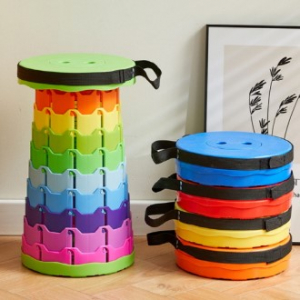 휴대용접이식 텔레스코픽 스툴의자 레인보우