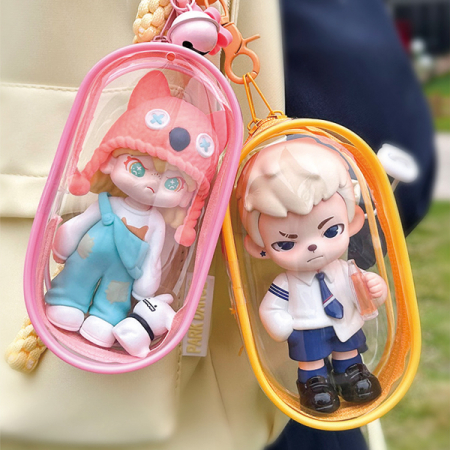 파우치 키링 열쇠고리 인형 파우치 가방 PVC 투명 파스텔 보관 케이스 #4