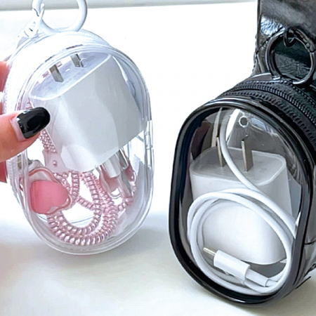 파우치 키링 열쇠고리 인형 파우치 가방 PVC 투명 파스텔 보관 케이스 #5