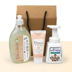 참그린 곡물설거지 주방세제 480ml + 과일나라 핸드크림 + 주방용 아이깨끗해 250ml + 끈케이스