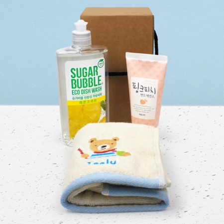 슈가버블 주방세제 280ml + 과일나라 핸드에센스 + 울리프렌즈 자수 핸드타올 + 끈케이스 #2