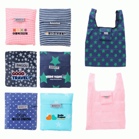 패턴 바쿠백 접이식 장바구니 시장가방 포켓가방 대형37x54x10cm #3