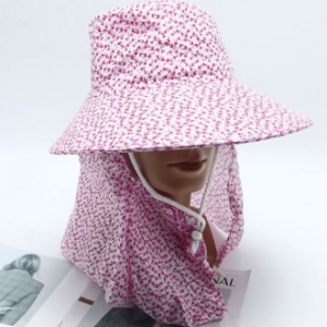 통풍이 우수한 꽃무늬 와이드 모자챙 밭일 모자