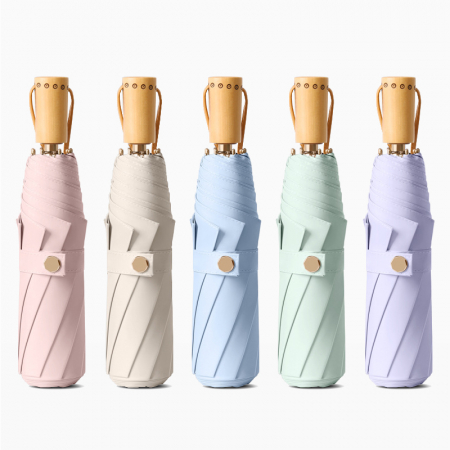 에블린 8K 3단 수동 양우산 (원목손잡이/골드프레임/UV 자외선 차단) #2