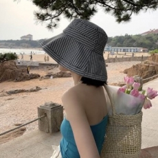 도트 무늬 패션 벙거지 모자 모자끈 패셔너블