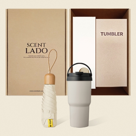 센트라도 캡슐우드 5단 우양산 +라운드 핸들 텀블러 세트 #4