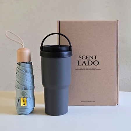 센트라도 캡슐우드 5단 우양산 +라운드 핸들 텀블러 세트 #3