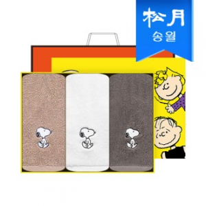 송월타올 스누피 리버 3매 선물세트 쇼핑백 기념수건 답례품