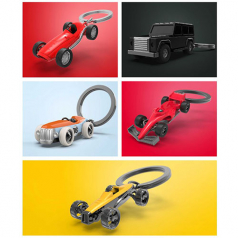 빅 인 미니어쳐 큐티 캐릭터 메탈 키링 빈티지 레이싱카