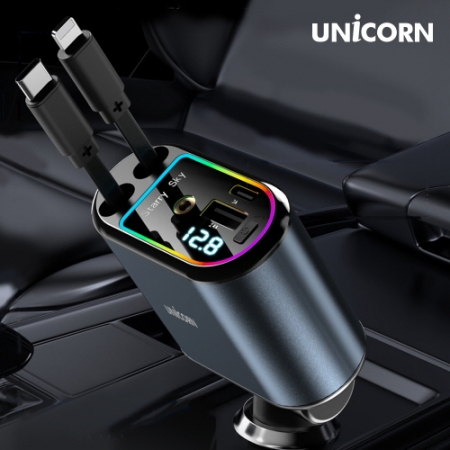 유니콘 4in1 릴타입 차량용 시거잭 멀티 고속충전기 LED 화면 빔프로젝션 CP-500D #5
