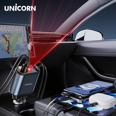 유니콘 4in1 릴타입 차량용 시거잭 멀티 고속충전기 LED 화면 빔프로젝션 CP-500D #8