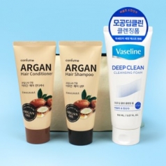 과일나라 아르간 샴푸100g+컨디셔너100g + 바세린 클렌징폼 150ml + 에코파우치