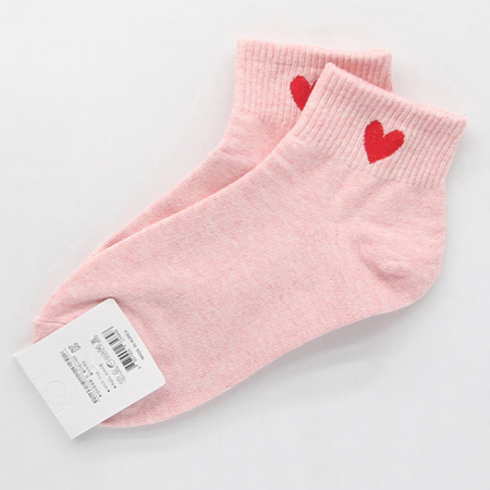 하트 자수 여자 단목 패션 양말 // 국산 #3