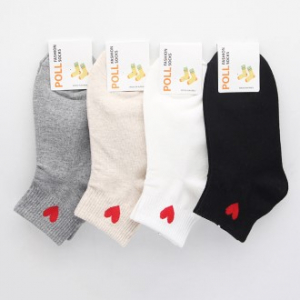 하트 자수 여자 단목 패션 양말 // 국산