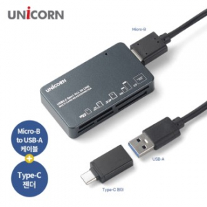 유니콘 A+C타입 USB3.2 Gen1 6in1 멀티카드리더기 듀얼컨넥터 XC-5000M