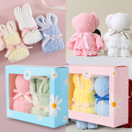 핸드메이드 캐릭터 타월 행주 베어 레빗 2p 세트 (케이스포함) #2