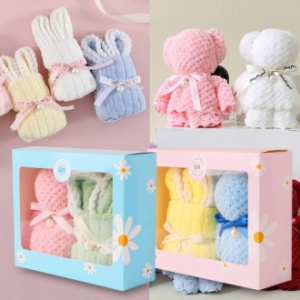 핸드메이드 캐릭터 타월 행주 베어 레빗 2p 세트 (케이스포함)