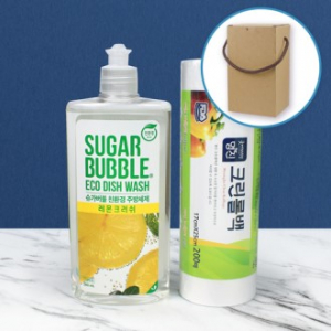 슈가버블 주방세제 280ml + 크린롤백 소 200매 + 끈케이스
