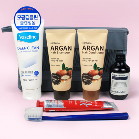 과일나라 아르간 샴푸+컨디셔너 + 바세린 클렌징폼 + 나드(NARD) 바디워시 + 크리오 치약칫솔 + 여행용파우치 #2