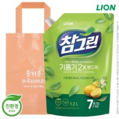 부직포가방 참그린녹차 주방세제 1.2L 리필