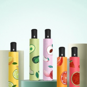 5컬러 과일무늬 3단완전자동우산 경량우산 uv양우산