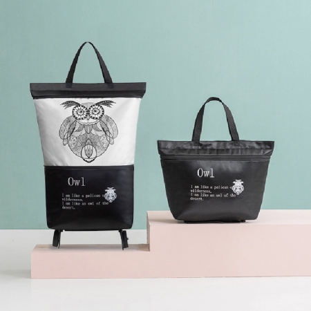 2단 변신 일러스트 캐리어 장바구니 #3