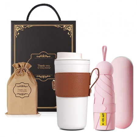 텀블러+우산 기프트세트 530ml텀블러1+5단 미니우산 암막 양우산 파우치 #2