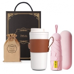 텀블러+우산 기프트세트 530ml텀블러1+5단 미니우산 암막 양우산 파우치