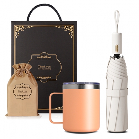 텀블러+우산 기프트세트 360ml스텐머그컵1+3단 원터치 자동우산  암막 양우산 #2