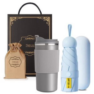 텀블러+우산 기프트세트 450ml텀블러1+5단 미니우산 암막 양우산 파우치