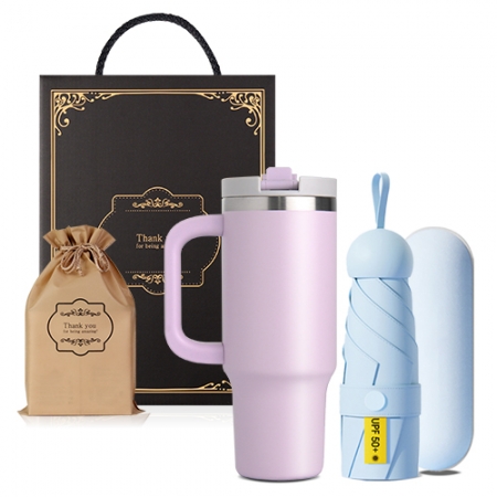 텀블러+우산 기프트세트 890ml텀블러1 5단 미니우산 암막 양우산 파우치 #2