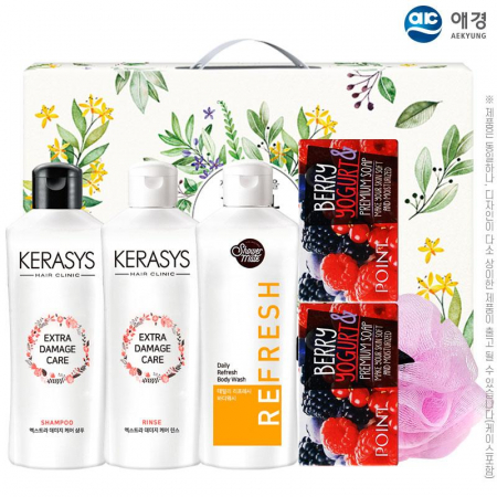 애경 케라시스샴푸180용기 린스180용기 샤워메이트 포인트베리비누2P 샤워볼(6종) #2