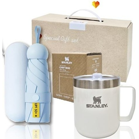 스탠리 진공 캠프머그354ml+5단 6K UV암막양우산 파우치포함 우산텀블러세트 스탠리세트 #2