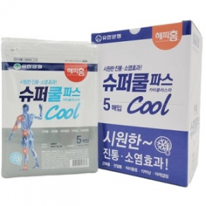 유한양행 해피홈 슈퍼쿨파스 쿨 5매입 1개 파프 파스 안심생활건강