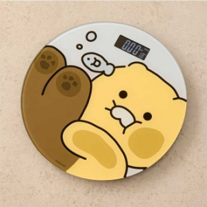카카오프렌즈 원형 체중계 춘식이 홈 캐릭터 스마트 체지방 체중관리 가정용 강화유리 LED