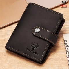 125 고급 RFID 방지 소가죽 지퍼 지갑