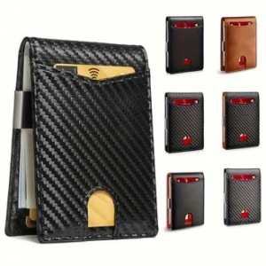 126 슬림 RFID 차단 바이폴드 카본 지갑