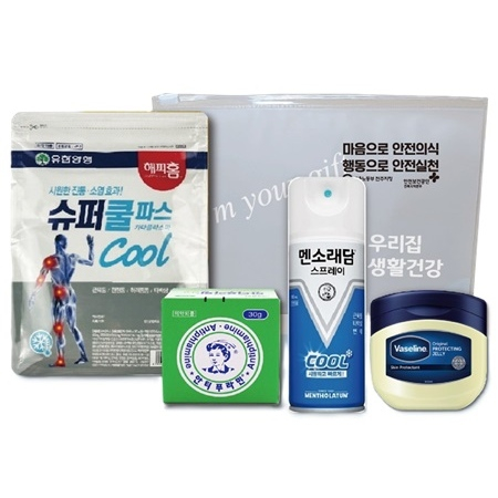 유한양행 슈퍼쿨파스+안푸라민연고+멘소래담 쿨스프레이+바세린젤리 4종세트 #2