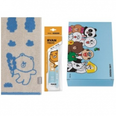 라인프렌즈 선염세면타올 카카오프렌즈 여행용양치세트