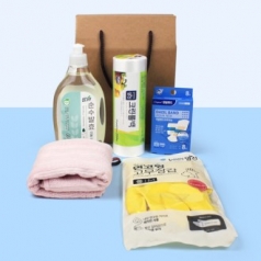 참그린 주방세제 + 고리 주방타올 + 크린롤백 + 면코팅 고무장갑 + 대일밴드 아쿠아뉴 + 끈케이스