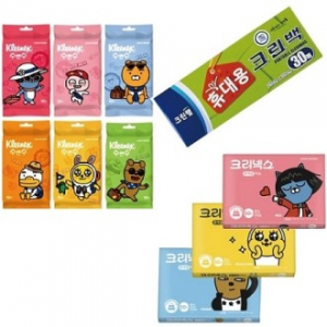 크리넥스 카카오여행용티슈 휴대용물티슈 크린랩 크린백 여행용3종