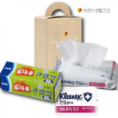 크리넥스 안심 물티슈+크린랩 휴대용위생백 중형 30매