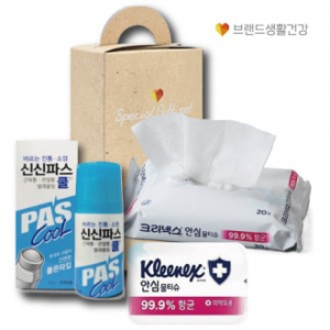 브생건 284호 2종세트 (크리넥스 안심물티슈+신신 롤온 쿨연고 파스)