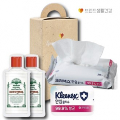 크리넥스 99퍼센트 살균소독 안심물티슈+유시몰 제로가글세트
