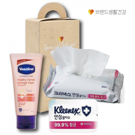 브랜드생활건강 2종세트 (크리넥스 안심물티슈+바세린 핸드크림) #2